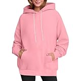 Generisch Damen Hoodiemit Kapuze und Taschen Oversized Sweatshirt Frauen Basic Pullover Herbst Bequeme Langarm Oberteile Casual Streetwear für Alltag Reisen Freizeit Outfits
