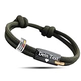 Herren Armband - Personalisiertes Segeltau Armband - Perfektes Geschenk für Vatertag, Weihnachten & Ostern - Surferarmband - Partnerarmband - Armband mit Gravur - Edelstahl