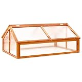 Festnight Frühbeet Gewächshaus Mini Frühbeetaufsatz Frühbeetkasten Holz Hochbeet Abdeckung Kleines Treibhaus Pflanzkasten Minigewächshaus Blumenkasten mit Dach 114x80x50 cm