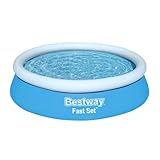 Bestway Fast Set Aufstellpool ohne Pumpe, Ø 183 x 51 cm, Blau, Rund, 940 Liter, TriTech-Material, Selbstaufbauend, Sicherheitsventil, Inkl. Reparaturflicken