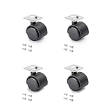 Emuca 2036817 Set 4 Stk. schwarze Lenkrollen für Möbel ohne Bremse Diameter 30mm mit Anschraubplatte und Kugellager