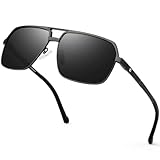 Bircenpro Polarisierte Sonnenbrille for Herren klassische - 100% UV Schutz Retro Schwarz Sonnenbrillen Polarisiert for Männer zum Fahren und Angeln (A-Back Frame Black Lens)