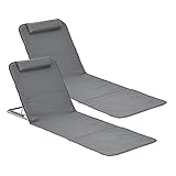 [en.casa] Strandmatte Donostia 2er Set Sonnenmatte klappbar Dunkelgrau Strandliege mit Verstellbarer Rückenlehne Liegematte mit Tragetasche 143 x 48 cm