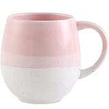 FülleMore 500ml große Kaffeetasse Porzellan Kaffeebecher mit Henkel Cappuccinotasse Kakaobecher Teetasse Keramikbecher für Büro und Zuhause (Rosa+Weiß)