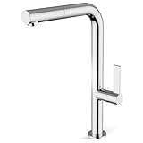 YardMoent Küchenarmaturen Mischbatterie Küchenarmatur 360 Schwenkbar Edelstahl L-Form Monoblock 1 Loch mit Einhebel (Gebürstetes Nickel)