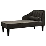 vidaXL Chaiselongue, Recamiere mit Nackenrolle, Ottomane Schlafzimmer Wohnzimmer, Sofa Couch Holzrahmen, Relaxliege, Modern, Schwarz Samt