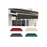 Lichtbeständiges, einziehbares Terrassenüberdachungsgewebe, 100 % Polyester, winddichter Sonnenschutz für Pool und Bauernmarkt, Allwetterschutz, Grau, 2,4 x 3 m