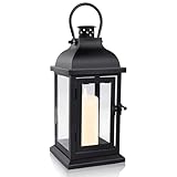 Laterne Grablaterne Friedhof Wetterfest für Draußen, 27cm Schwarz Metall Laternen, Dekorative Windlicht Outdoor, Hängen Gartenlaternen Deko, Vintage Grablampe Groß, Halloween Kerzenhalter