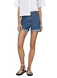 ONLY Damen Shorts high Waist 5-Pocket Design Knopfleiste Reißverschluss Kurze Bermudas, Farben:Blau-3, Größe:L
