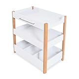 Wickelkommode für Babys mit 2 Regalen, Wickelauflage 50x70 und 80x70 cm, Babyorganizer, umwandelbar ins Babyzimmer, Wickelauflage abwaschbar, Wickelunterlage waschbar, grau - Alondra (White)