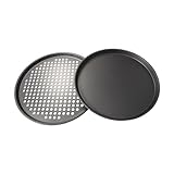 STOBAZA Gelochtes Pizzablech aus Edelstahl Kratzfestes Schweres Backblech mit Hoher Wärmeleitfähigkeit Multifunktional für Pizza Kuchen Brot Energiesparend Einfach zu Reinigen