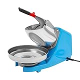 Fridgestea 65kg/H Elektrischer Ice Crusher 2200Rpm, 300W Elektrischer Eiszerkleinerer mit Ersatz-Plastikring, Edelstahl Eiswürfelmaschine für Smoothie-Maker/Restaurants/Bars/Partys/Haushalt - Blau
