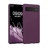 kwmobile Hülle kompatibel mit Google Pixel 6a Hülle - gummierte TPU Silikon Handyhülle - Schutzhülle für kabelloses Laden - Case in Bordeaux Violett