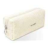 OFFCUP Federmäppchen Cord-Stoff, Federtaschen Jungen Mädchen, Schulmäppchen mit Reißverschluss Pouch Organizer groß Mäppchen Pencil Case Teenager Federmappe für Schule Büro Uni (Beige)