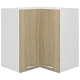 Mokuyary Küchenschrank zum Aufhängen, Eckschrank, Wandschrank, Aufbewahrungseinheit mit 2 Ablagen, Küchenorganizer, Sonoma-Eiche, 57 x 57 x 60 cm
