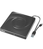 Wbacon External Blu-ray Drive, USB 3.0 and Type-C Blu-Ray Burner Slim 3D Optical Blu-Ray DVD CD Drive Compatible with Windows XP/7/8/10/11 MacOS for MacBook Laptop Desktop