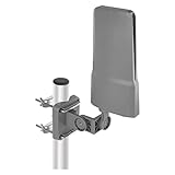 EMOS Außenantenne mit Verstärker für Fernempfang, VHF/UHF/DAB Outdoor TV Antenne für DVB-T/DVB-T2 Fernsehen, 0-80 km Reichweite, integrierter LTE-Sperrfilter, 4G-, 5G-Filter