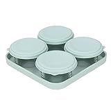 Zerodis Gewürzbehälter mit Tablett Transparent Wiederverwendbare Silikonsaucebehälter mit Deckel für Salzölgeschirrs -Lebensmittelqualität von 5 Teilen Umweltfreundliche Küchenorganisation (GREEN)