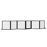 PawHut Absperrgitter Hund Verstellbares Schutzgitter mit Füßen 432 x 70 cm Holz Hundegitter Klappbar Treppenschutzgitter Hundeabsperrgitter für Treppen, Türen, Flur, 6 Paneelen, Schwarz