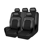 Auto Sitzbezügesets für Ford B-MAX C-MAX S-MAX KA Edge Mustang Explorer, Leder AutositzbezüGe 5 Sitzer Schonbezug Autositz Vorder Hinten, Auto Zubehör,A Black
