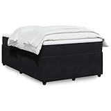 vidaXL Boxspringbett, Polsterbett Bett mit Matratze Matratzenauflage, Bettgestell mit Lattenrost, Doppelbett für Schlafzimmer, Schwarz 120x190cm Samt