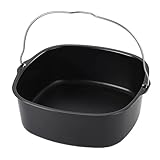 Auflaufform Airfryer,Backform Airfryer,Wiederverwendbar Heißluftfritteuse Form,Spülmaschinenfest mit Antihaftbeschichtung,für Brathähnchen, Pommes frites,Backwaren,Schwarz,21,6cm x 18 cm x 17,5 cm
