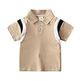 LOIJMK Patchwork Mode Kurzarm T-Shirt Baby Tops Hoodie Kinder (Khaki, 6-7 Years)