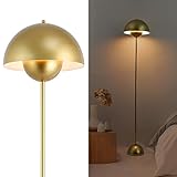 Alpinaluz Stehleuchte mit gewölbtem Parabolschirm: Klassisch, modern und nordisch, ideal für Wohnzimmer und Esszimmer mit E27-Sockel (Gold)