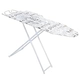 Aokid Bügelbrett, volle Größe, extra dick gepolstert, stabile Struktur, platzsparend, hochwertiges Bügelbrett, hitze- und kratzfester Stoff, Kordelhalter, rutschfeste Füße, strapazierfähig, Weiß