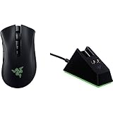 Razer DeathAdder V2 - Kabelgebundene Gaming Maus mit ergonomischem Komfort für PC/Mac (Optische Switches, optischer Fokus+ 20K Sensor, Speedflex Kabel, integrierter Speicher) mit Docking Station