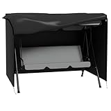 Outsunny Hollywoodschaukel Abdeckung 3 Sitzer, Wasserabweisend Winterfest Schutzhülle für Gartenschaukel, UV-Beständig Abdeckplane, Abdeckhaube, Reißfest 600D Oxford Gewebe, 205x124x164cm Schwarz
