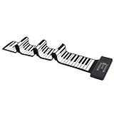 Alomejor 88-Tasten-Rollklavier-Tastatur, Silikon, Wiederaufladbar, Hand-Roll-Up-Klavier mit LED-Anzeige für Anfänger Zum Üben