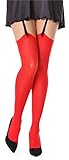 Bellivalini Damen Strapsstrümpfe Mikrofaser 60 DEN BLVFI1007 (Rot, M/L (Herstellergröße: 3/4))