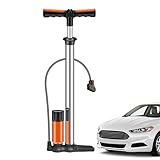 Hochdruck-Luftpumpe, Edelstahl, tragbar, Aufblasgerät, Faltbares Fußpedal mit Manometer, 60 x 20 x 3,8 cm, zuverlässiges Aufpumpen für Reifen, Sportbälle, Paintball, Airsoft