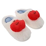 Healeved Apfelpelzschuhe Apfelförmige gemütliche Schuhe Süße Hausschuhe Apple Fluffy Home Pantoffeln Apple Winter Pantoffeln Innenschuhe in der Innenräumung Neuheitspuscheln Plüsch Weiß