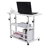 HarBin-Star Höhenverstellbarer Schreibtisch, 80 x 40 cm Computertisch Stehpult mit Tisch Rollen, Ergonomisches Sitz Stehpult