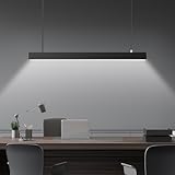 Zewanny LED Hängeleuchte Esstisch Schwarz,Moderne Pendelleuchte 150CM Höhenverstellbar,Esszimmer Kücheninsel Lang Linear Pendellampe,4000K 36W L90CM,Hängend Hängelampe für Büro Wohnzimmer Küche