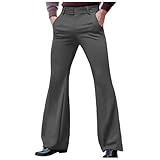 Disco Hose mit Elefantenpfoten, Herren, 60er Jahre, Kostüm, Schlaghose, Slim 70er Jahre, Hose mit Pfoten, Disco Fever, Karneval, Cargohose, Herren, Casual, Slim Fit, B1 Dunkelgrau, S