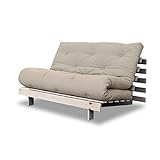 Karup Design Roots | 2 sitzer Futon Schlafsofa im skandinavischen Stil, Natur Holz mit Beige Matratze 140 x 200| Kiefer, FSC Mix Zertifiziert Gestell: nordische, vision 20 x 140 x 200