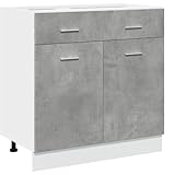 vidaXL Schubunterschrank Lyon Betongrau 80x46x81,5 cm Holzwerkstoff, Küchenschrank, Gastronomieschrank, Gastro Möbel, Küchenmöbel, Aufbewahrungsschrank