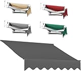 Aikimfuly Ersatzstoff für Terrassenmarkise, Polyester, wasserdicht, einziehbar, Sonnenschutz, Volant, für den Außenbereich, Segeltuchschutz (ohne Rahmen), Grau, (6 x 2 m), 6 x 2 m
