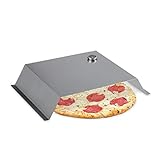 Relaxdays BBQ Pizzaaufsatz, mit Thermometer, Pizzahaube Edelstahl, HBT: 10 x 55,5 x 40 cm, Pizza Grillaufsatz, Silber