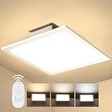 Slevoo Dimmbar LED Deckenleuchte Flach, 20W Modern Deckenlampe mit Fernbedienung, Farbtemperatur 2700K-6500K einstellbar Panel Lampe für Küche Wohnzimmer Schlafzimmer Flur, 30x30CM Weiß