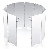 Diswoe 10 klappbare Windschutz für Campingkocher, Faltbar Aluminium Windschutzscheiben, Klappbare Gaskocher Windschutz mit Tragetasche, Geeignet für Camping, Gaskocher, Campingkocher, Öfen