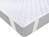 Utopia Bedding Gesteppte Matratzenauflage 90 x 200 cm, Weicher Mikrofaser-Matratzenbezug, Gesteppter Matratzenschoner Mit elastischen Bändern, 4 Eckgummis dehnbar bis zu 30 cm (Weiß)