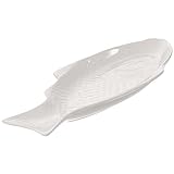 Cabilock Fischteller Porzellan Fischplatte Keramik Fisch Kreative Porzellan Servierteller Snack Tablett für Restaurants nach Hause Weiß 28cm