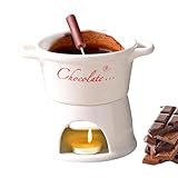 Schoko Fondueset Keramik, 300ml Schmelztopf Für Schokolade Und Käse, Schokofondue Mit Teelichthalter, Schoko Fondueset Keramik Schokofondue Käsefondue Fondue Schmelztiegel Mit Gabeln, Dessert-Dipschal