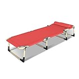 CHCHC Klappbar Sonnenliege,193×63×30cm Mittagspause Büro Chaiselongues mit Kissen Campinggarten Im Freien Ruhebett Liegen(Red)