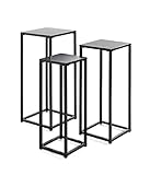 HAKU Möbel Blumensäule 3er Set schwarz, Metall - Maße: B 22/30/30 x H 61/66/71 x T 22/26/30 cm, Style: Modern
