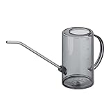 Relaxdays Gießkanne Zimmerpflanzen, 1 l, Kunststoff, Edelstahl, Blumengießkanne für Zimmerpflanzen, Langer Hals, grau